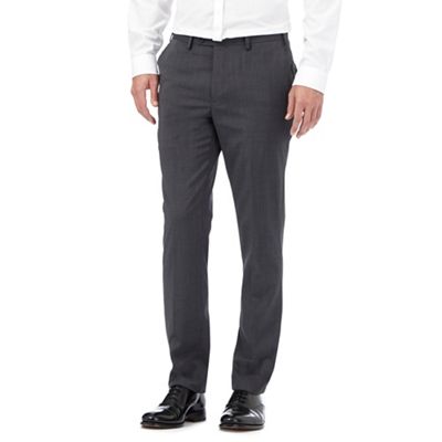 Jeff Banks Big and tall grey wool-blend pin dot slim trousers